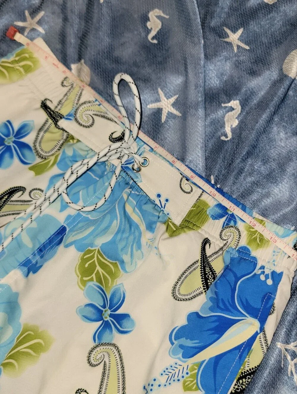 Blue Floral Swim Trunks